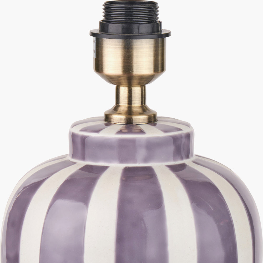 Priscilla Lilac Stripped Ceramic Table Lamp - Base Only